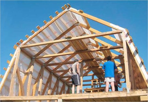 Установка стропил на крышу